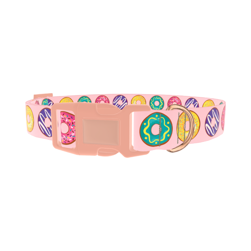 Colorful Donut Pattern Dog Collar - plastic rose gold
