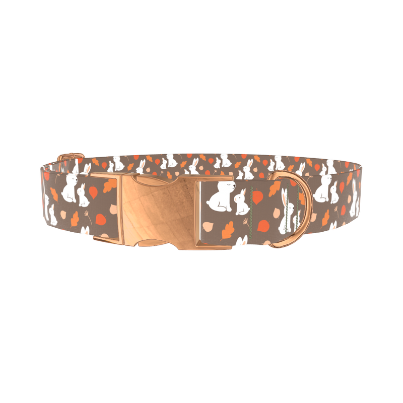 Autumn Bunny Dog Collar - metal rose gold