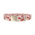 Red Pink Tulip Dog Collar - metal silver