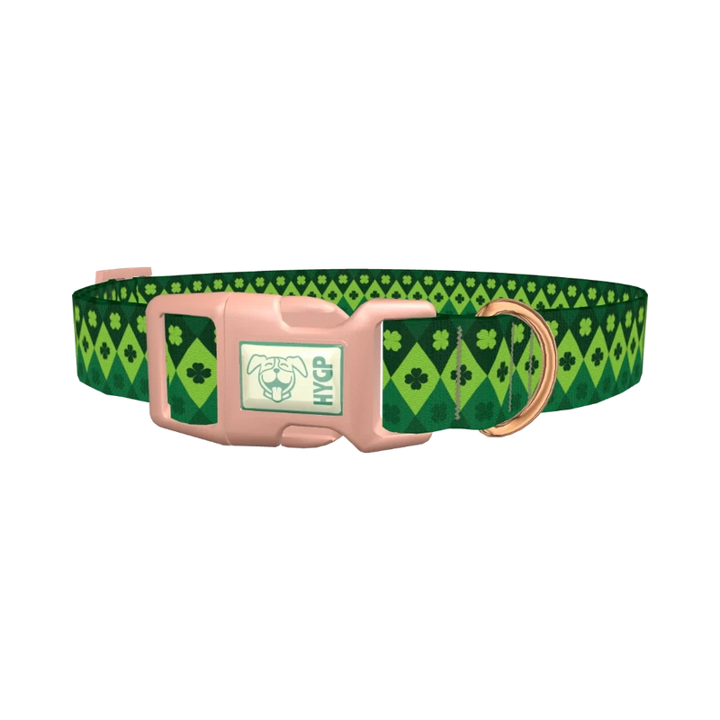 Argyle Clover Dog Collar - plastic rose gold