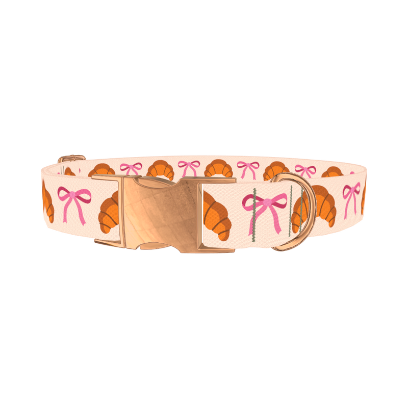 Croissant Bow Dog Collar - metal rose gold