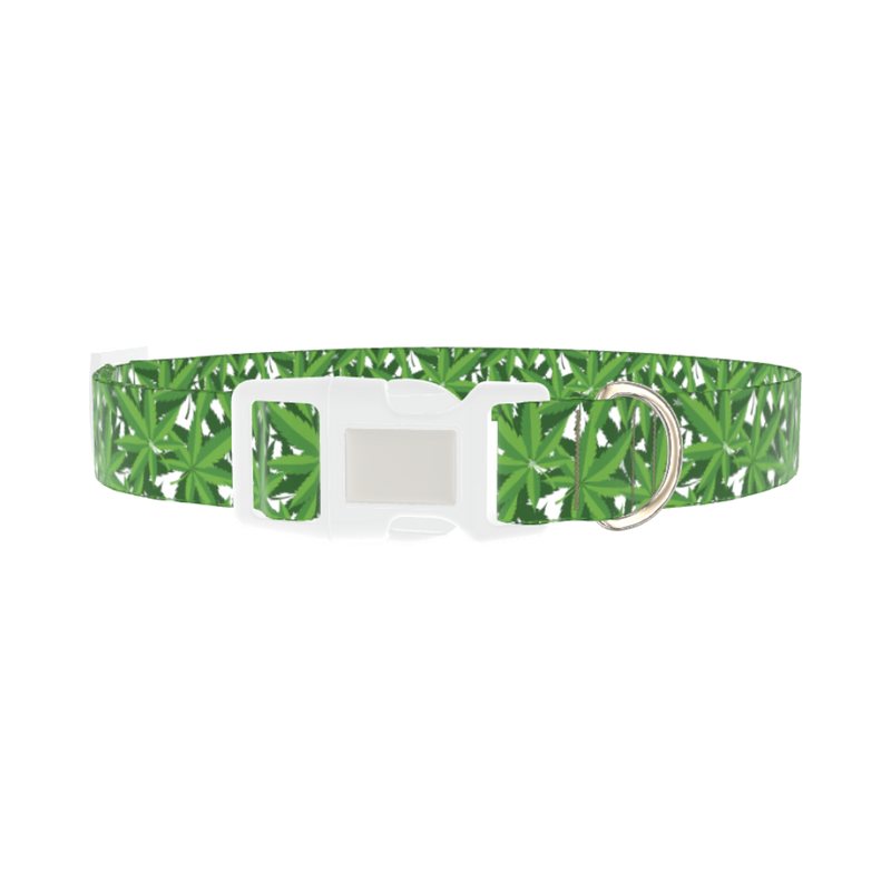 Leaf Pattern Dog Collar - plastic silver