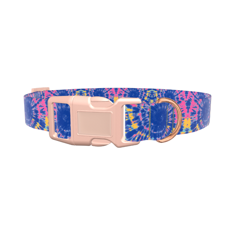 Tie-Dye Spiral Dog Collar - plastic gold
