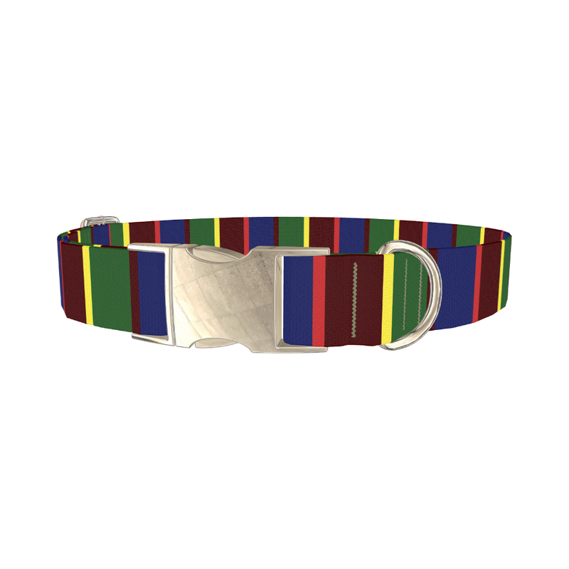 Striped Pattern Dog Collar - metal silver