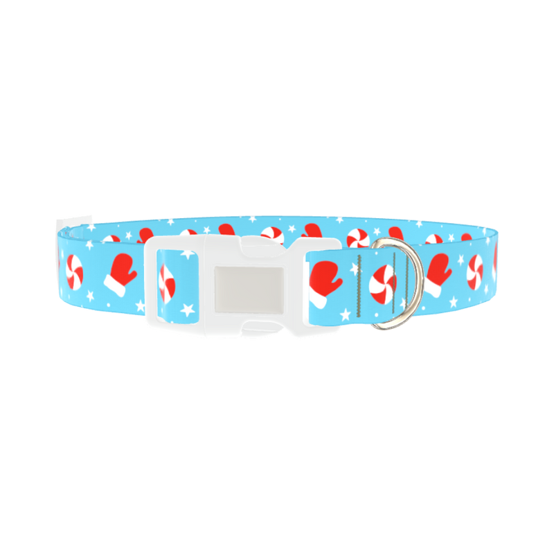 Peppermint Mitten Dog Collar - plastic silver