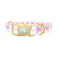 Pink Bow Stripe Dog Collar - plastic gold