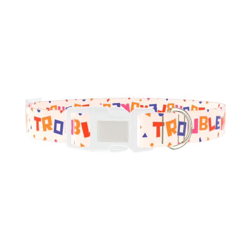 Geometric Letter Dog Collar - plastic silver