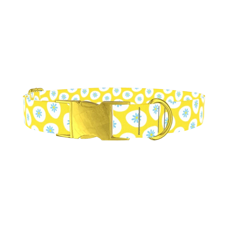 Easter Egg Floral Dog Collar - metal gold