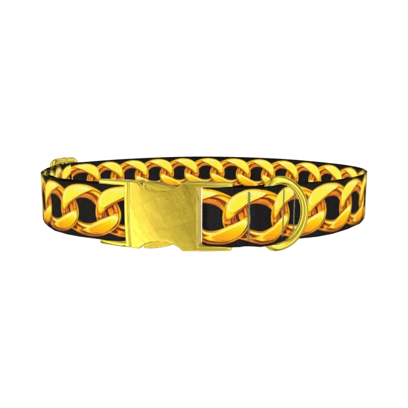 Gold Chain Link Dog Collar - metal gold