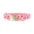 Cherry Pattern Dog Collar - metal silver