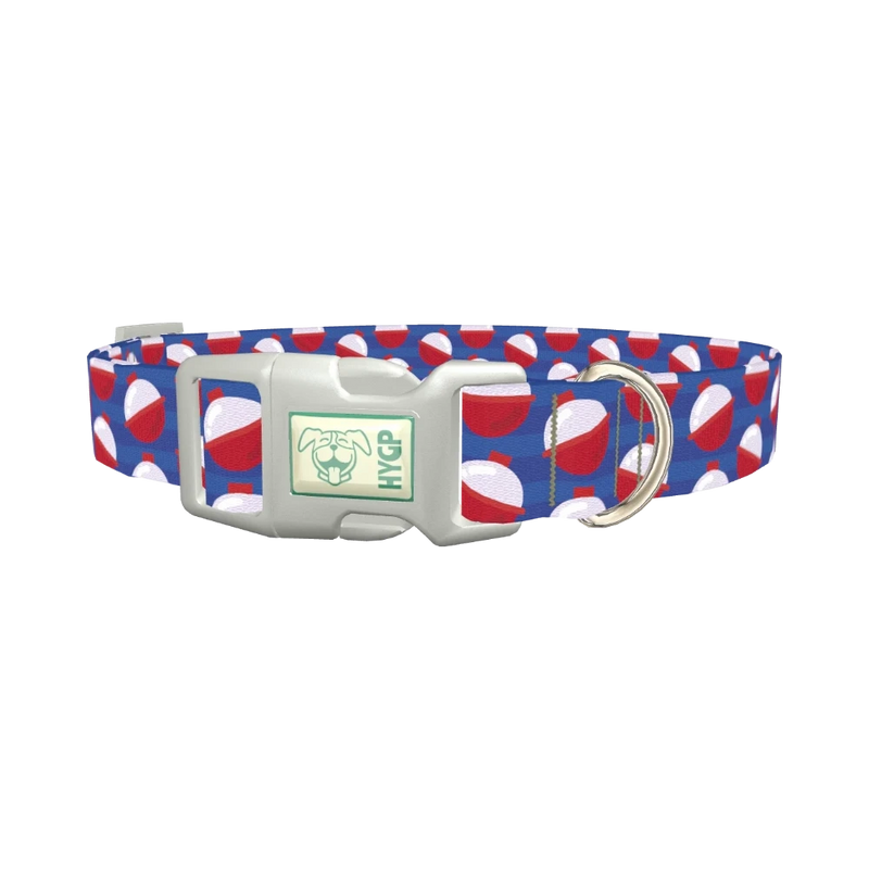Fishing Bobber Dog Collar - plastic silver
