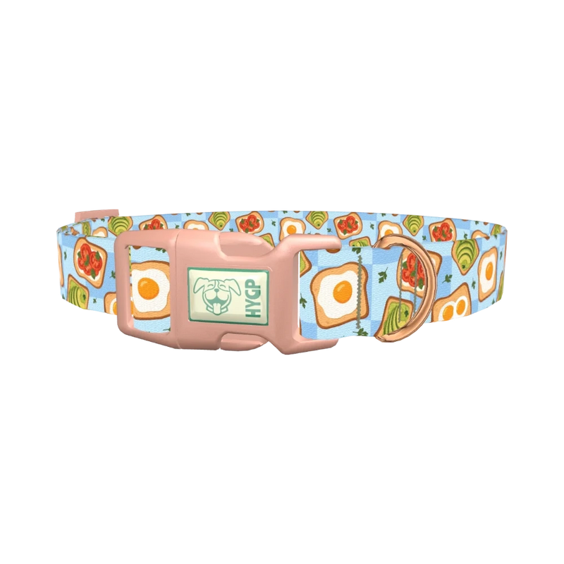 Breakfast Toast Dog Collar - plastic rose gold