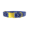 Indigo Tie-Dye Dog Collar - metal rose gold
