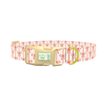 Red Ribbon Bow Dog Collar - plastic gold