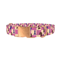 Checkered Chess Pieces Dog Collar - metal rose gold