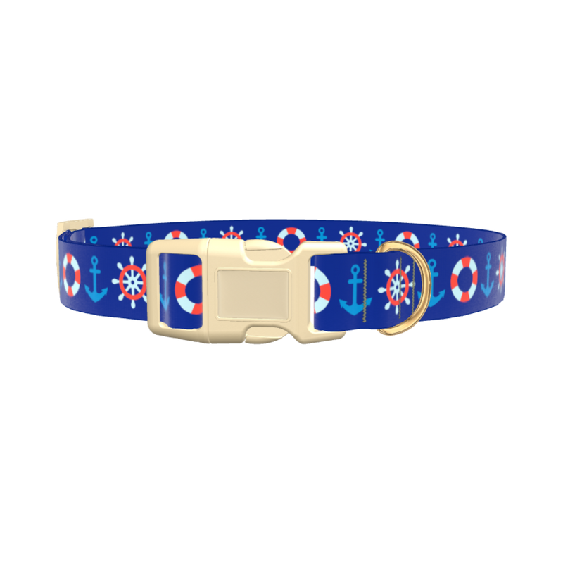Nautical Lifebuoy Dog Collar - plastic silver