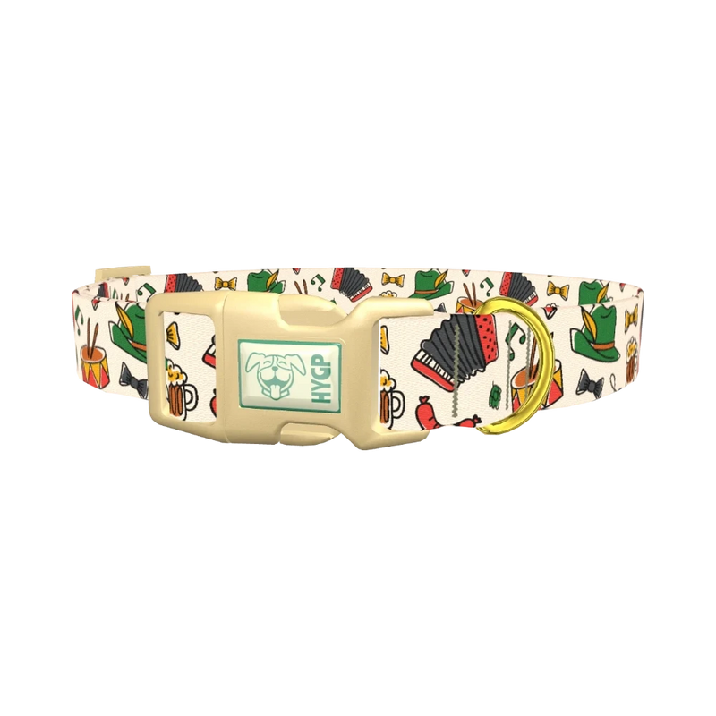 Oktoberfest Music Dog Collar - plastic gold