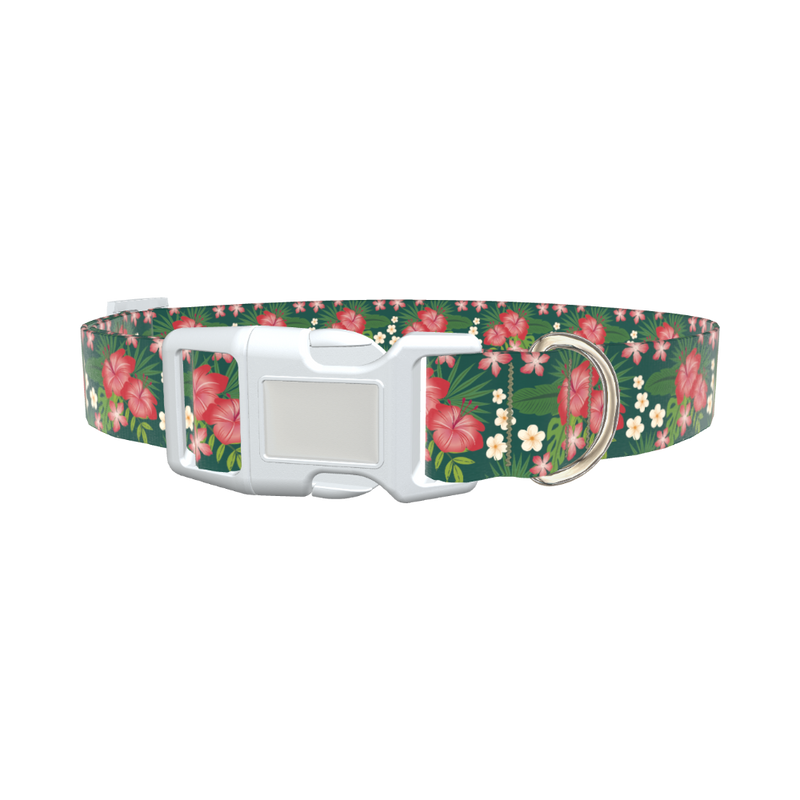 Tropical Floral Dog Collar - plastic rose gold