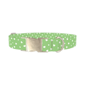 Green Heart Dog Collar - metal silver