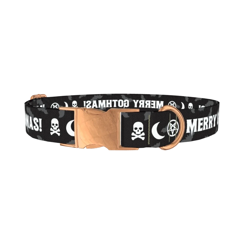 Gothic Christmas Dog Collar - metal rose gold