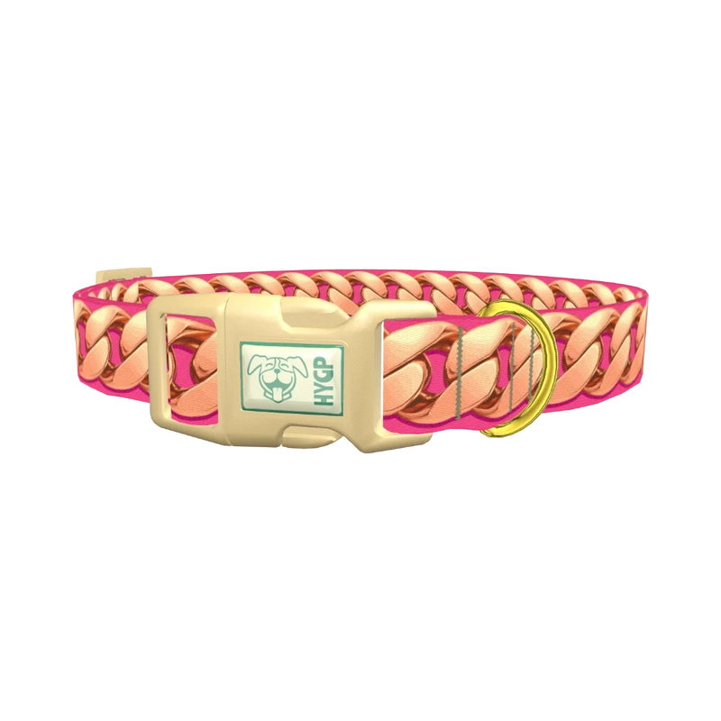Rose Gold Chain Dog Collar - plastic gold
