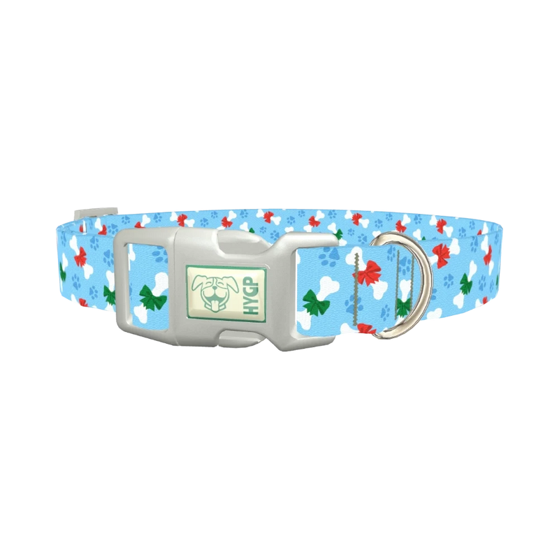 Christmas Bone Dog Collar - plastic silver
