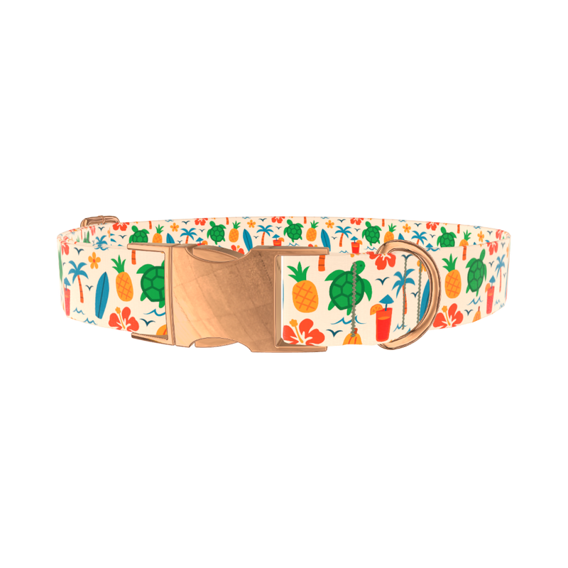 Beach Turtle Dog Collar - metal silver