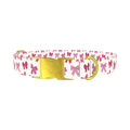 Pink Ribbon Bow Dog Collar - metal gold