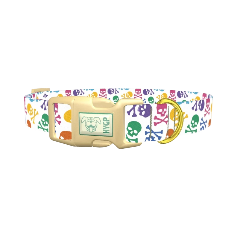 Colorful Skull Pattern Dog Collar - plastic gold