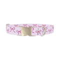 Pink Bow Design Dog Collar - metal silver