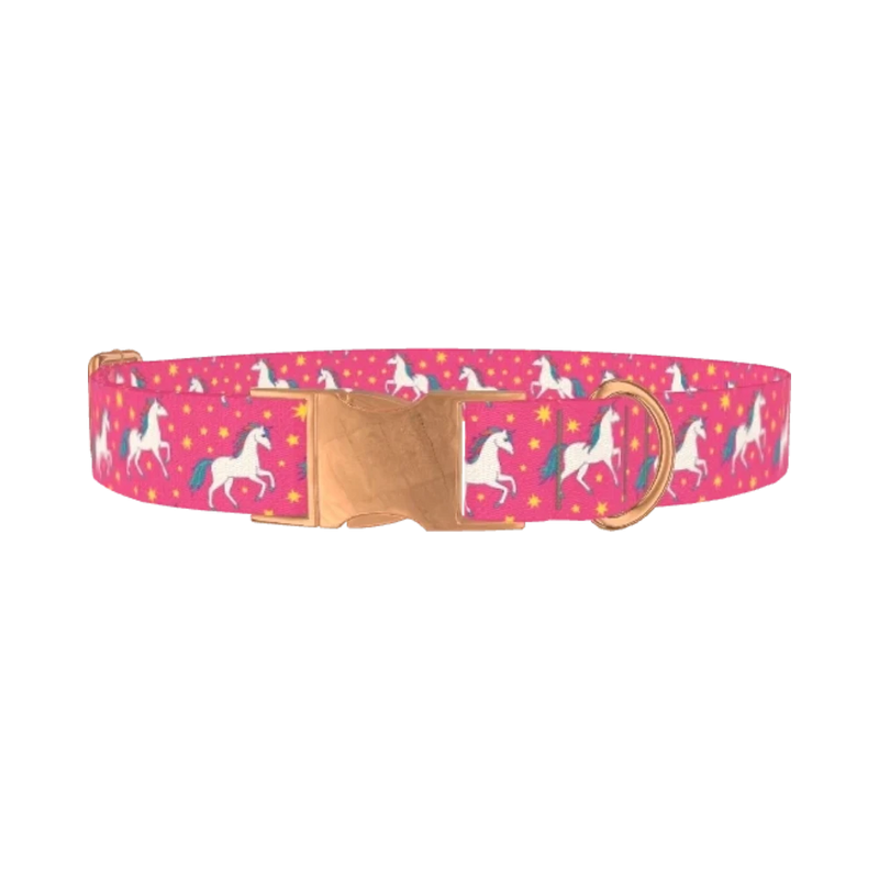 Unicorn Star Dog Collar - metal rose gold