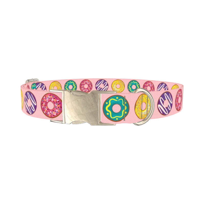 Colorful Donut Pattern Dog Collar - metal silver