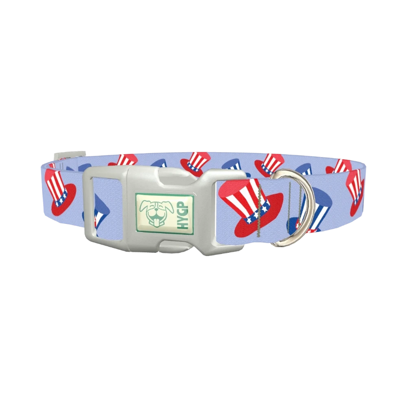 Patriotic Hat Dog Collar - plastic silver