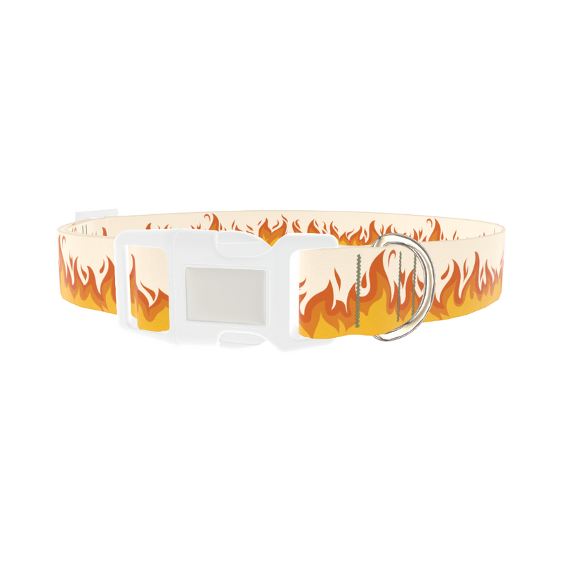 Fire Flame Dog Collar - plastic silver