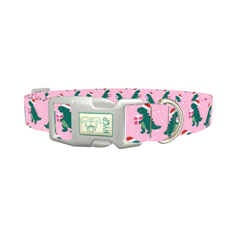 Christmas Dino Dog Collar - plastic silver