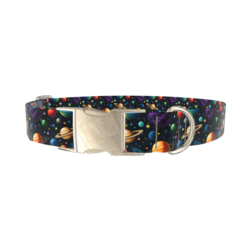 Space Planet Dog Collar - metal gold