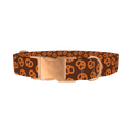 Brown Pretzel Dog Collar - metal rose gold