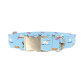Surfing Dogs Blue Dog Collar - metal gold