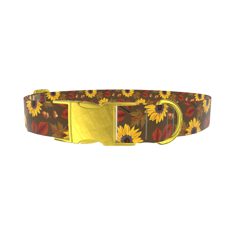 Autumn Floral Dog Collar - metal gold