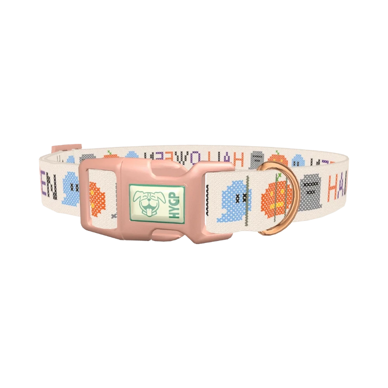 Halloween Embroidery Dog Collar - plastic rose gold