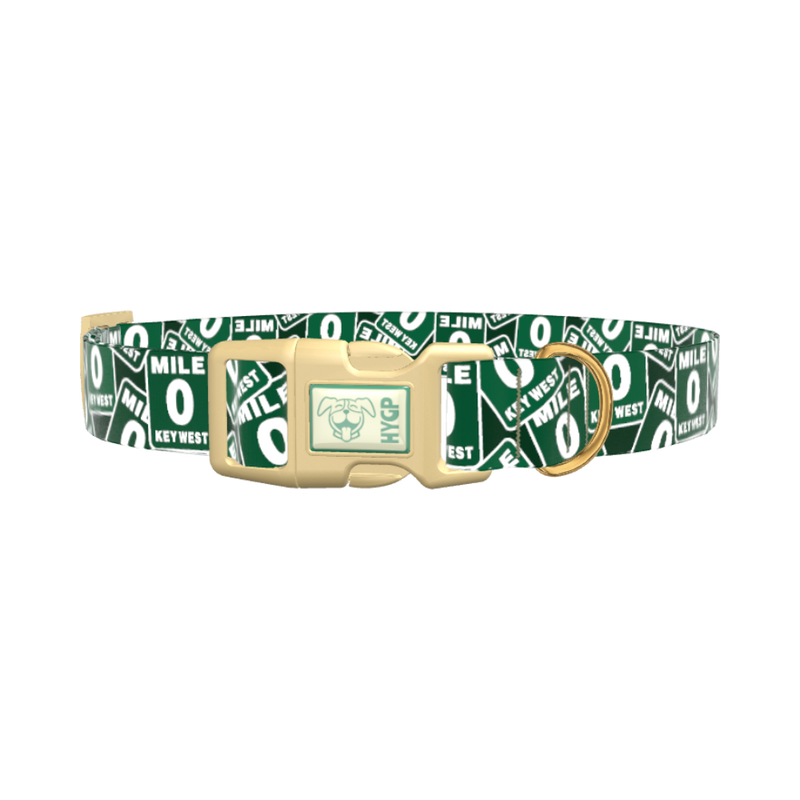 Key West Road Sign Dog Collar - plastic silver