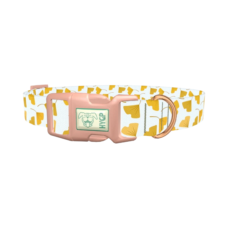 Floral Leaf Dog Collar - plastic rose gold
