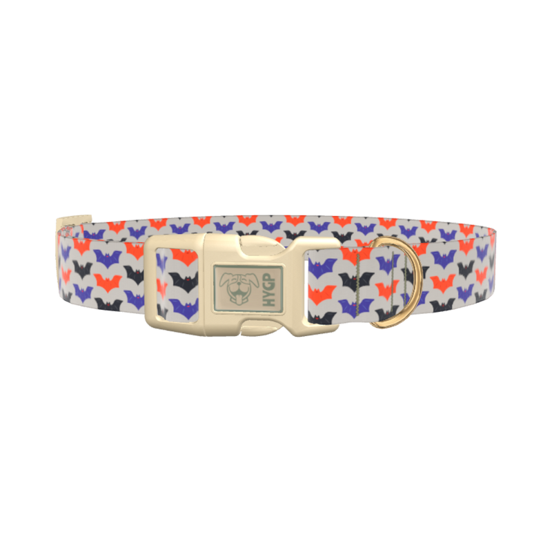 Colorful Bat Pattern Dog Collar - plastic rose gold