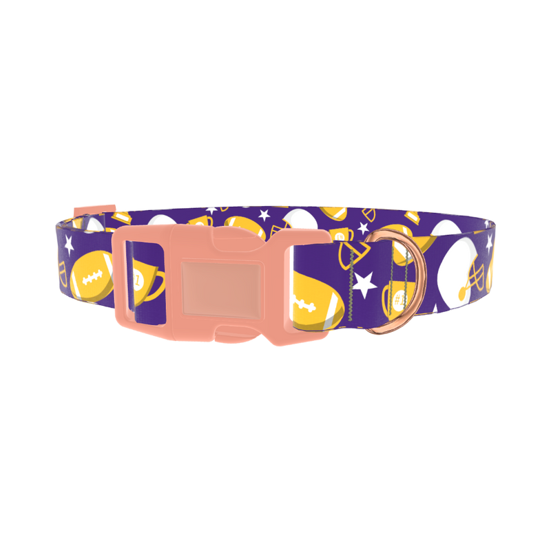 Football Theme Dog Collar - plastic rose gold