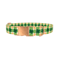 Plaid Clover Dog Collar - metal rose gold