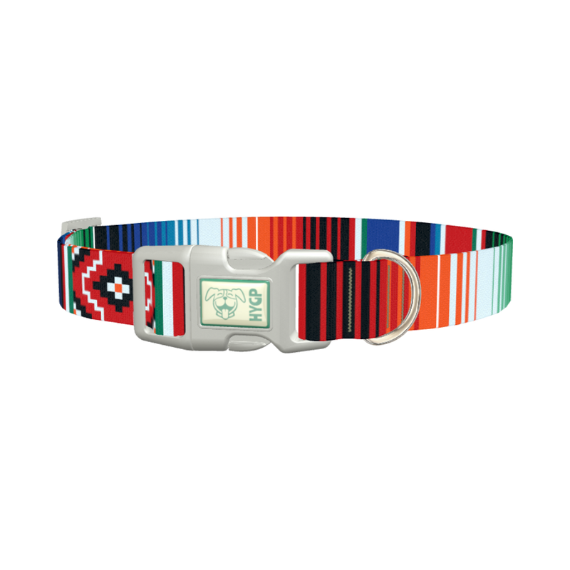 Mexican Stripe Pattern Dog Collar - plastic silver