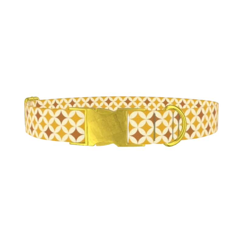 Yellow Geometric Star Dog Collar - metal gold