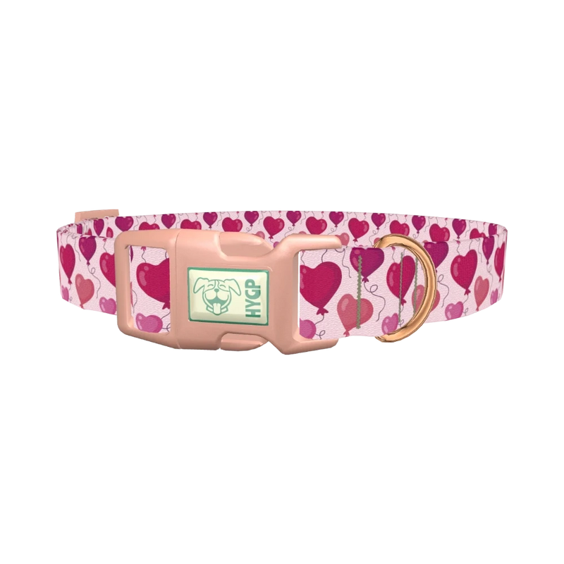 Heart Balloon Dog Collar - plastic rose gold