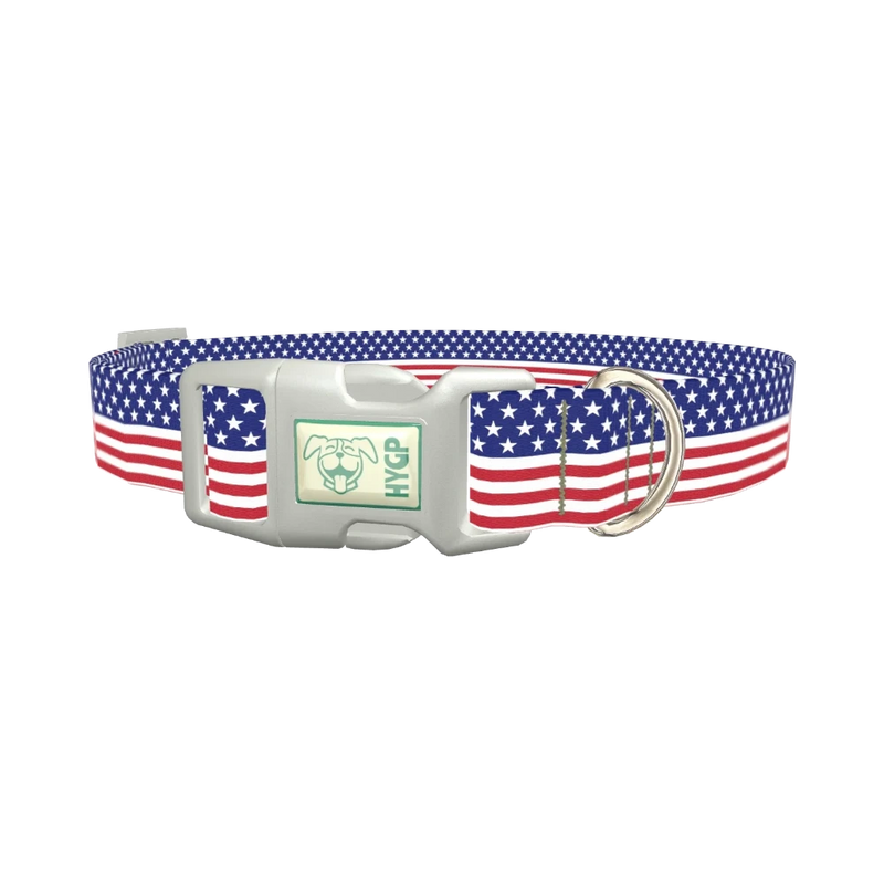 Patriotic Stars Dog Collar - plastic silver