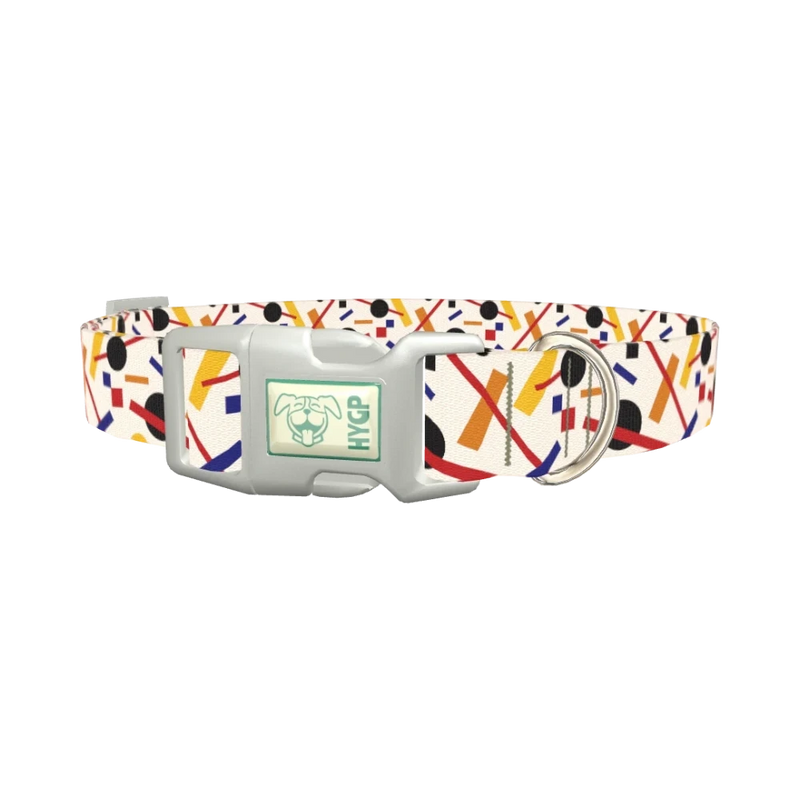 Geometric Abstract Dog Collar - plastic silver